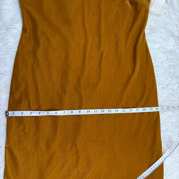 Good American Velvet Slip Dress Gold Metallic Size 3 Large Feminine Sexy NWT - Picture 7 of 13